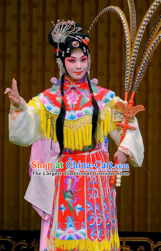 Chinese Peking Opera Young Female Garment Costumes Traditional Lv Bu and Diao Chan Apparels Hua Tan Dress and Headwear