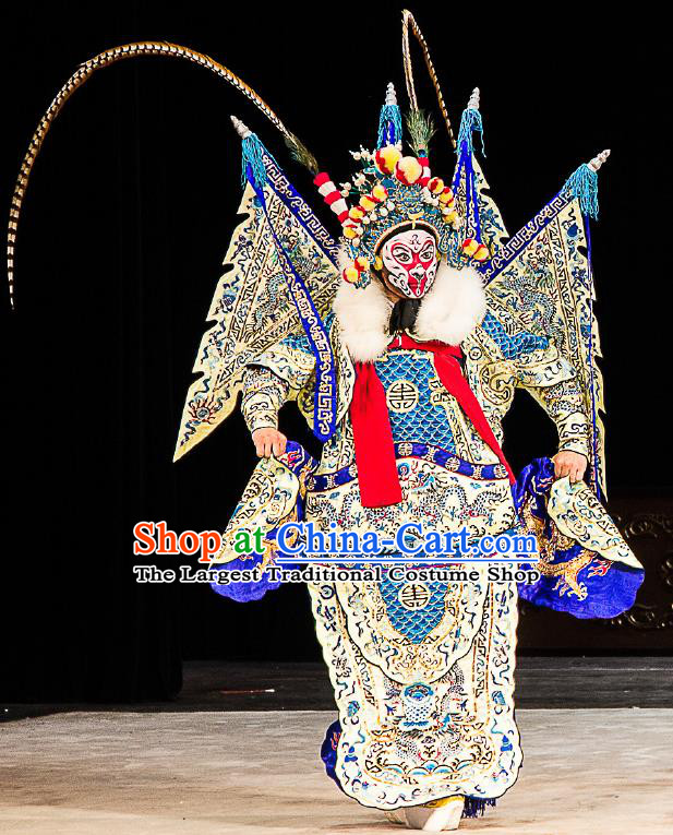 Chinese Peking Opera Sun Wukong Costumes Garment Havoc In Heaven Handsome Monkey King Kao Armor Suit with Flags Apparels and Headwear