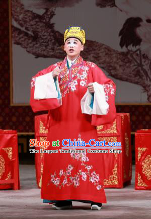 Chinese Beijing Opera Ugly Prince Wedding Costumes Garment Peking Opera Return of the Phoenix Apparels Clown Red Robe and Headwear