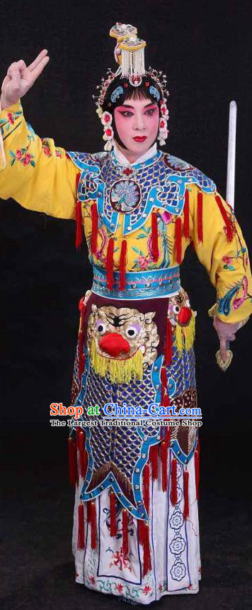 Traditional Chinese Peking Opera Martial Actress Dress Farewell My Concubine Costumes Wudan Yu Ji Garment and Headwear