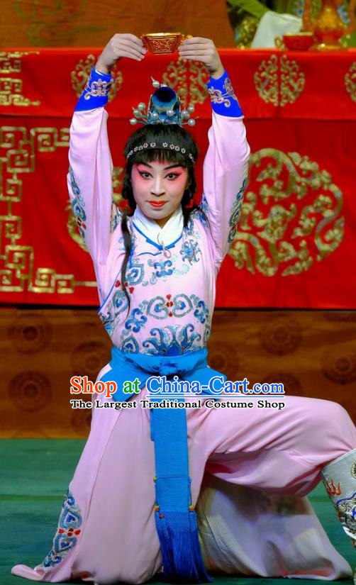 Chinese Peking Opera Young Men Apparels Yangmen Female General Costumes Xiaosheng Yang Wenguang Garment and Headwear