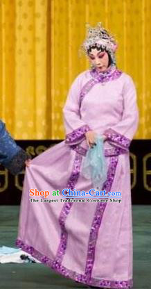 Chinese Traditional Peking Opera Young Female Costumes Stealing the Spirit Bell Apparels Goddess Garment Purple Dress and Headwear