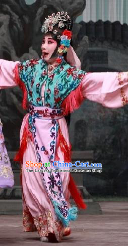 Chinese Traditional Peking Opera Servant Girl Costumes Matchmaker Garment Young Lady Pink Dress Apparels and Headdress