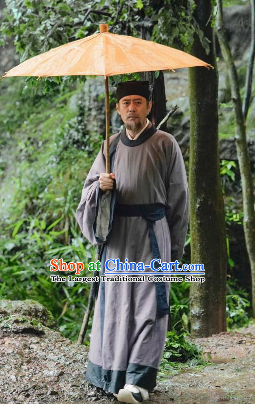 Ancient Chinese Song Dynasty Official Fan Zhongyan Costumes Historical Drama Serenade of Peaceful Joy Politician Hanfu Garment and Headwear