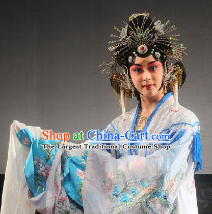 Chinese Beijing Opera Costumes Apparels Garment The Legend and Hero Peking Opera Hua Tan Imperial Consort Su Daji Dress and Headdress