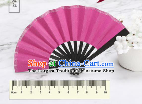 Chinese Traditional Little Rosy Paper Fans Handmade Accordion Classical Dance Folding Fan