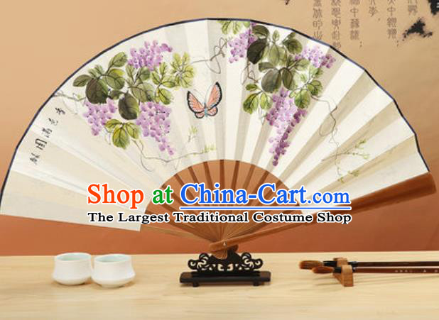 Chinese Traditional Hand Painting Grape Paper Fan Classical Dance Accordion Fans Folding Fan