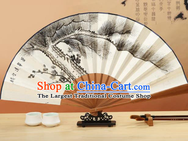 Chinese Traditional Hand Painting Pine Paper Fan Classical Dance Accordion Fans Folding Fan