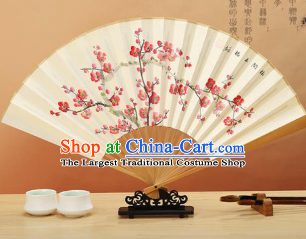 Chinese Hand Painting Plum Blossom Paper Fan Traditional Classical Dance Accordion Fans Folding Fan