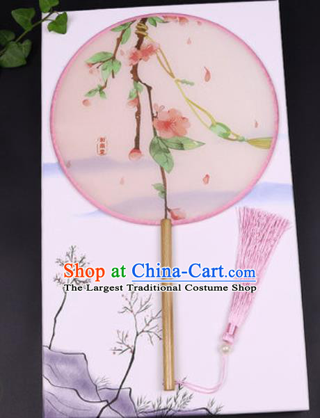 Handmade Chinese Printing Pink Silk Fans Traditional Classical Dance Palace Fan for Women