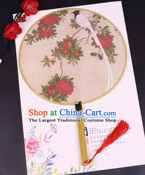 Chinese Traditional Printing Red Peony Silk Fans Handmade Classical Dance Palace Fan for Women