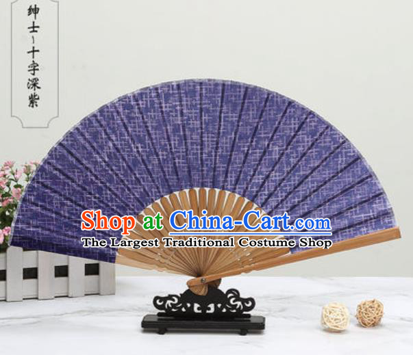 Chinese Traditional Purple Silk Fan Classical Dance Accordion Fans Folding Fan