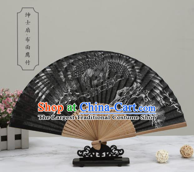 Chinese Traditional Printing Eagle Black Silk Fan Classical Dance Accordion Fans Folding Fan