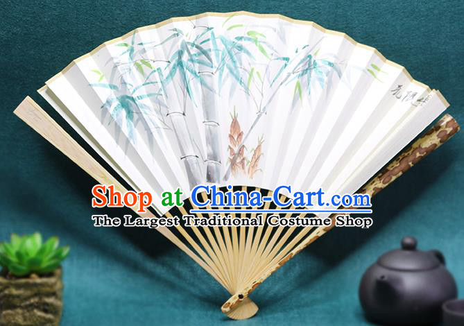 Handmade Chinese Painting Bamboo Mottled Bamboo Fan Traditional Classical Dance Accordion Fans Folding Fan