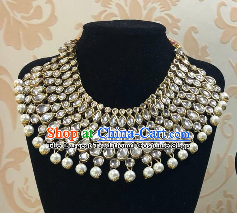 Indian Traditional Wedding Pearls Necklace Asian India Bride Jewelry Accessories for Women