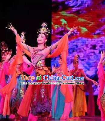 Chinese Flying Apsaras Rainbow Dance Dress Traditional Classical Dance Stage Performance Costume for Women