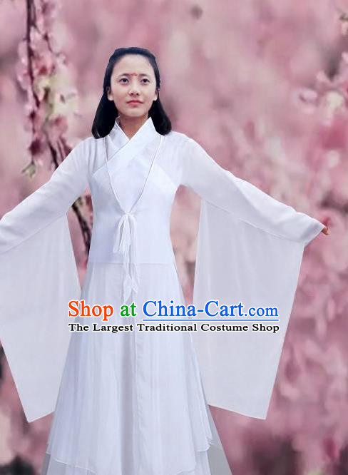 Chinese Liang Liang Dance White Hanfu Dress Traditional Classical Dance Stage Performance Costume for Women