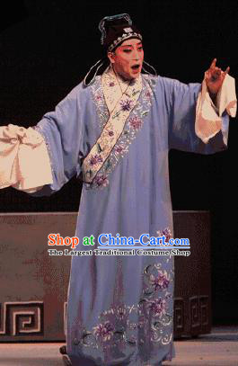 Chinese Kun Opera Hou Chaozong Purple Robe Apparels The Peach Blossom Fan Peking Opera Garment Young Male Costumes and Hat