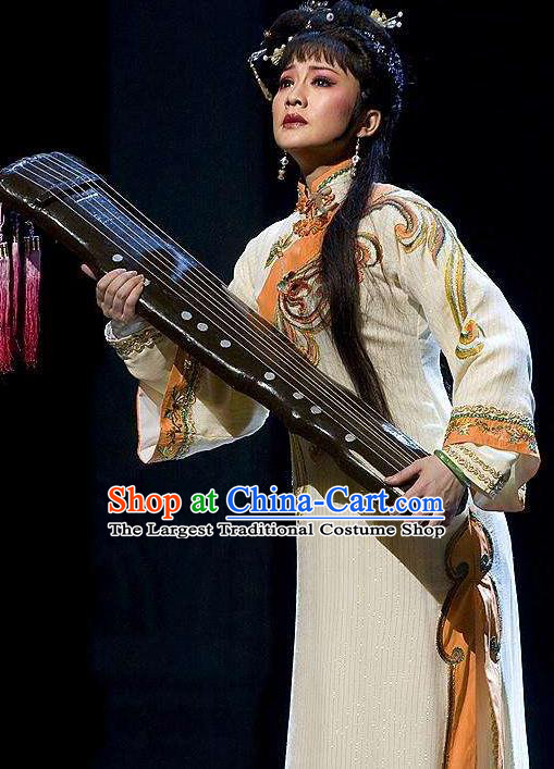 Chinese Shaoxing Opera Actress Qing Dynasty Dress Costumes and Headpieces Eternal Love Yue Opera Hua Tan Apparels Chang Mingying Garment