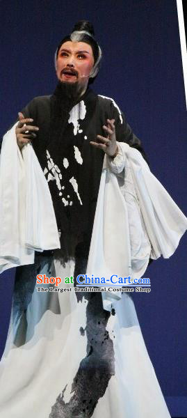 Chinese Yue Opera Old Man Garment and Headwear Shaoxing Opera Laosheng Qing Teng Kuang Ge Elderly Male Xu Wei Apparels Costumes