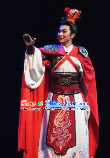 Chinese Yue Opera Xiaosheng Garment Costumes and Headwear Tong Que Tai Shaoxing Opera Wusheng Young Male Apparels