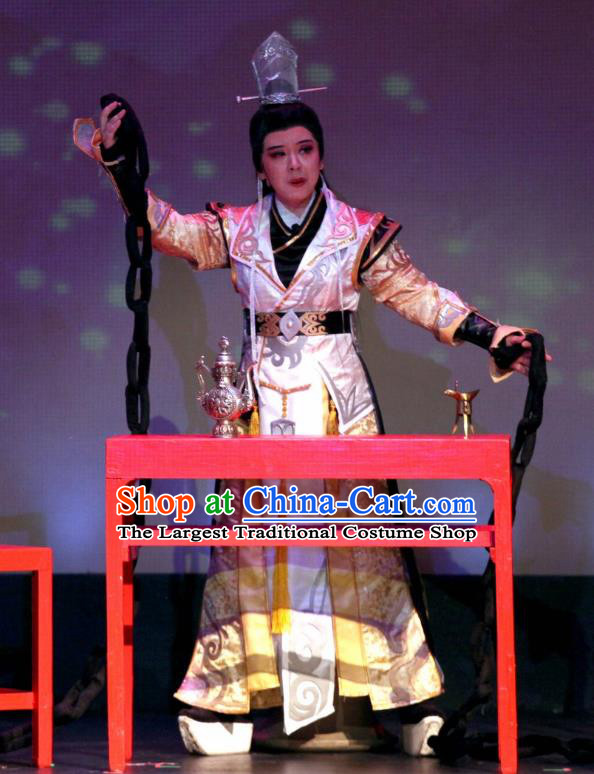 Chinese Yue Opera Wusheng Garment and Headwear Intoxicating Night at the Barracks Shaoxing Opera Young Male Apparels Costumes