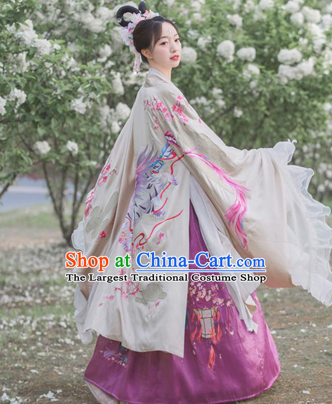 Traditional Chinese Noble Lady Embroidered Cloak Tang Dynasty Princess Historical Costumes Ancient Garment for Women