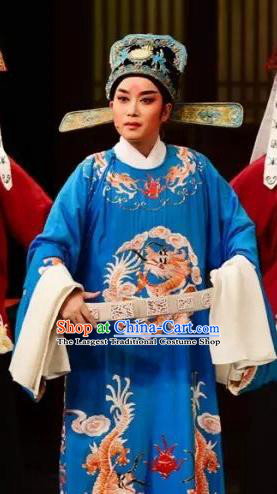 Chinese Yue Opera Xiaosheng Chen Kui Garment Costumes and Headwear Chen Sanliang Shaoxing Opera Young Male Scholar Official Robe Apparels