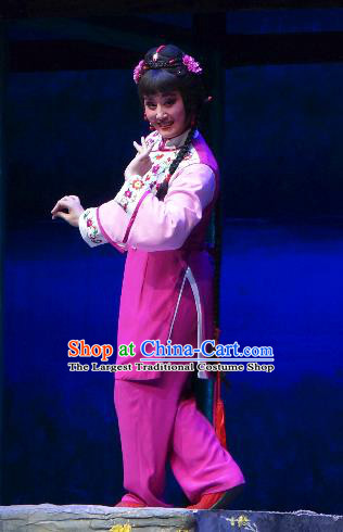 Chinese Shaoxing Opera Young Female Jiujin Girl Dress and Headpieces Yue Opera Xiaodan Garment Country Lady Apparels Costumes