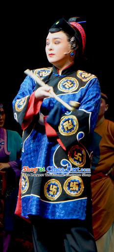 Chinese Shaoxing Opera Elderly Female Jiujin Girl Dress and Headdress Yue Opera Hua Tan Garment Old Dame Costumes Apparels