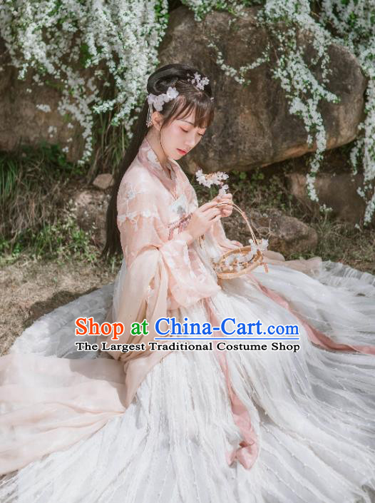 Chinese Traditional Garment Embroidered Hanfu Dress Ancient Noble Lady Historical Costumes for Women