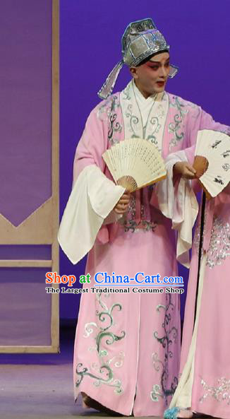 Chinese Classical Kun Opera Scholar The Purple Hairpin Apparels Peking Opera Niche Costumes Young Male Li Yi Garment and Hat