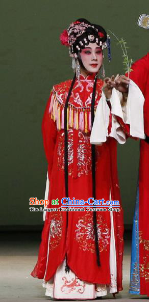 The Purple Hairpin Chinese Kun Opera Actress Wedding Costumes Peking Opera Garment Apparels Hua Tan Huo Xiaoyu Red Dress and Hair Accessories