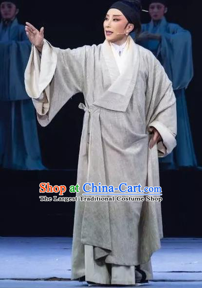 Chinese Yue Opera Young Male Scholar Apparels Costumes and Headwear Shaoxing Opera Wang Yangming Xiaosheng Garment