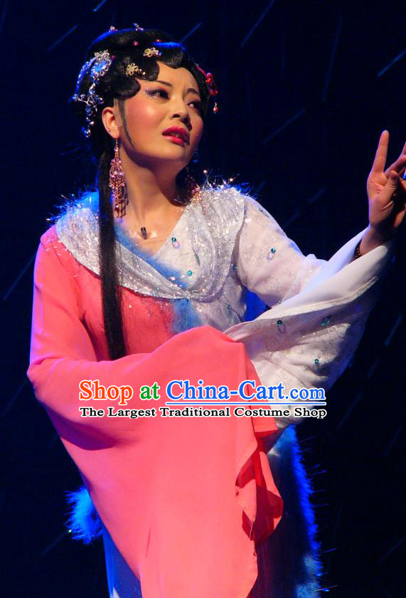 Chinese Shaoxing Opera Hua Tan Apparels Costumes and Headpieces Painted Skin Hua Pi Yue Fox Fairy Xiao Xue Dress Garment