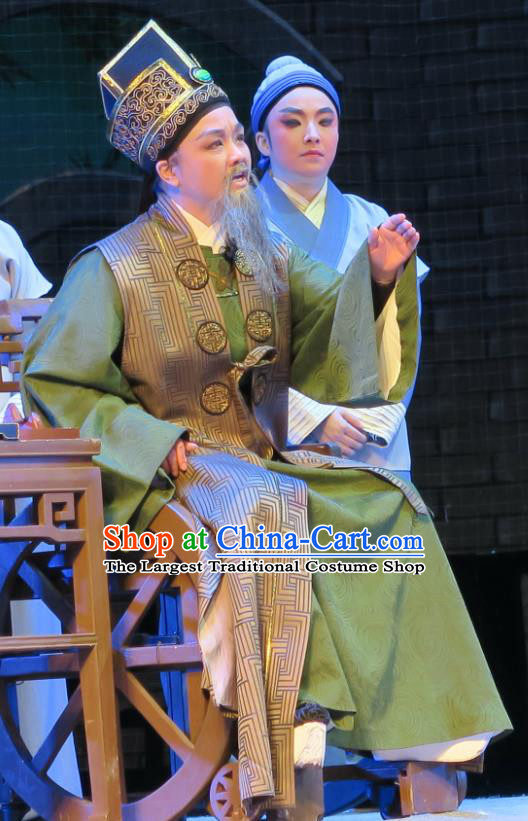 Chinese Yue Opera Old Man Physician Apparels Costumes and Headwear Ren Heart Medicine Shaoxing Opera Elderly Male Garment