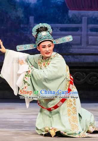 Hua Zhong Jun Zi Chinese Yue Opera Young Male Chen Kui Apparels and Headwear Shaoxing Opera Scholar Garment Official Costumes