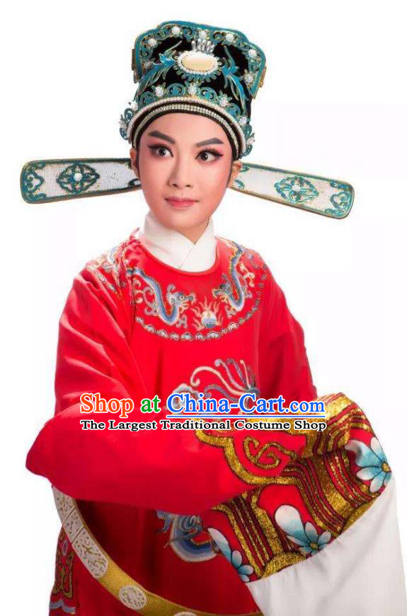 Hua Zhong Jun Zi Chinese Yue Opera Niche Apparels and Headwear Shaoxing Opera Garment Young Man Costumes Number One Scholar Embroidered Robe