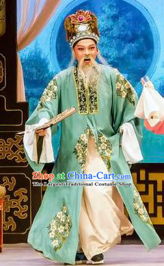 Hua Zhong Jun Zi Chinese Yue Opera Elderly Male Apparels and Headwear Shaoxing Opera Laosheng Li Jiusheng Garment Costumes