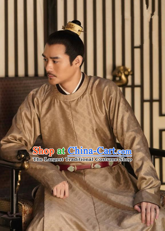 Traditional Chinese Song Dynasty Emperor Historical Costumes and Headpieces Drama Serenade of Peaceful Joy Ancient Renzong Apparels