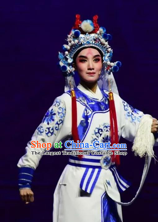 Xianglian Case Chinese Yue Opera Wusheng Garment Apparels and Headwear Shaoxing Opera Martial Man Takefu Costumes