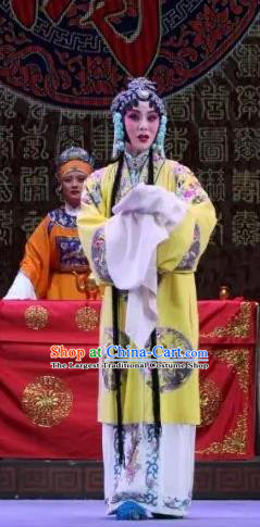 Chinese Shaoxing Opera Actress Dress Costumes and Headdress Bai Sui Gua Shuai Yue Opera Hua Tan Young Female Garment Apparels