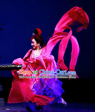 A Chinese Ghost Story Shaoxing Opera Fairy Apparels Costumes and Headpieces Yue Opera Hua Tan Red Dress Garment