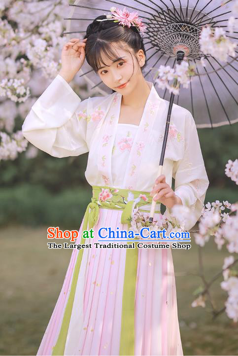 Chinese Traditional Song Dynasty Country Girl Hanfu Dress Ancient Historical Costumes Young Lady Garment