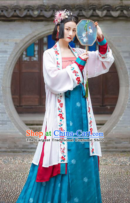 Chinese Traditional Hanfu Dress Song Dynasty Historical Costumes Ancient Noble Lady Embroidered Garment Apparels