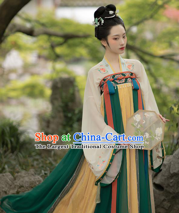 Chinese Traditional Tang Dynasty Court Lady Hanfu Dress Ancient Palace Princess Embroidered Garment Historical Costumes