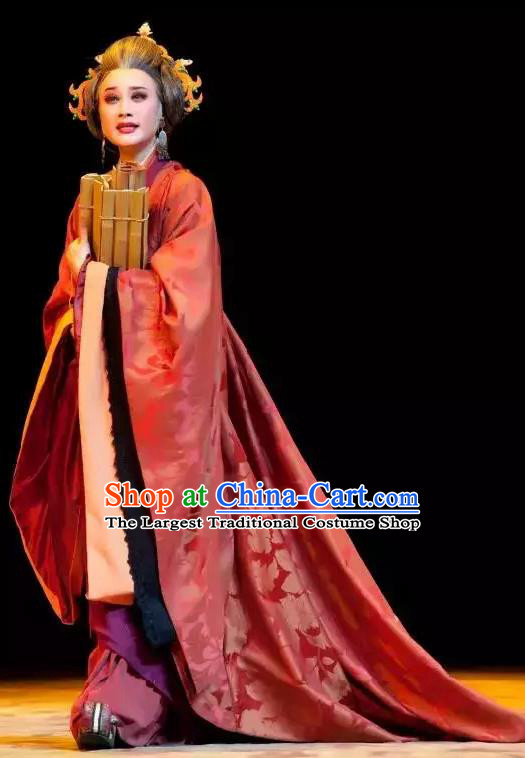 Chinese Shaoxing Opera Elderly Female Apparels Costumes and Headdress Yue Opera Litterateur Ban Zhao Dress Garment