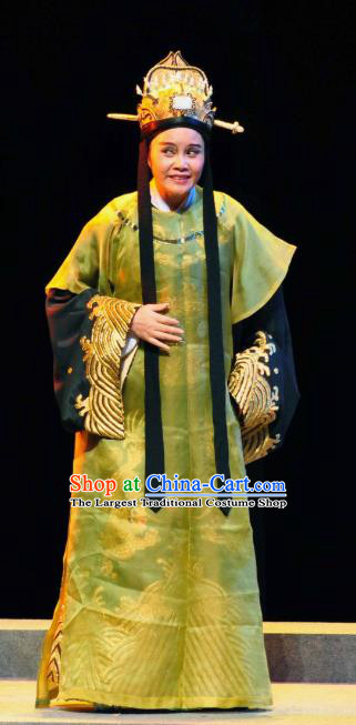 Chinese Yue Opera Zhang Lun Garment and Headwear Shaoxing Opera Male Costumes Court Eunuch Clothing