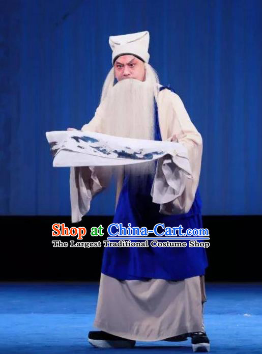 Bai Luo Shan Chinese Kun Opera Elderly Male Apparels Garment Costumes and Headwear Kunqu Opera Old Servant Yao Da Clothing