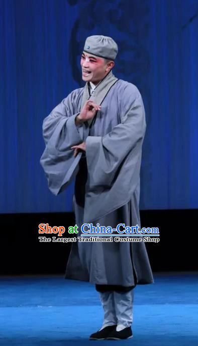 Bai Luo Shan Chinese Kun Opera Clown Apparels Garment Costumes and Headwear Kunqu Opera Monk Frock Clothing